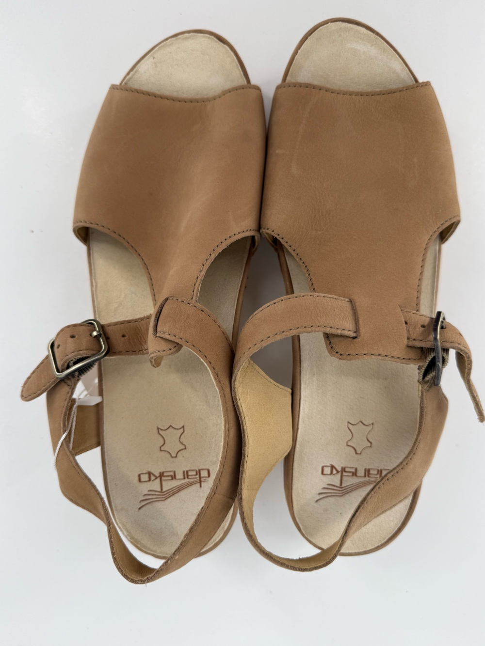 Dansko Tan Nubuck Mary Jane Clog with Buckle Strap